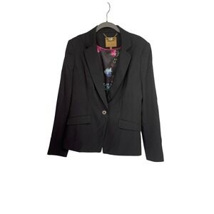 Ted Baker London Blazer Black‎ Floral Lining Buttoned Career Formal Jacket